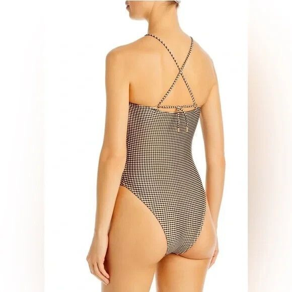 VIX Paula Hermanny womens Lupita One Piece Swimsuit size Small Black Check $248 - Picture 5 of 12